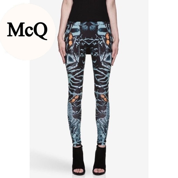 McQ by Alexander McQueen Denim - Alexander Mcqueen McQ Rare Mirrored Printed Leggings Sz S